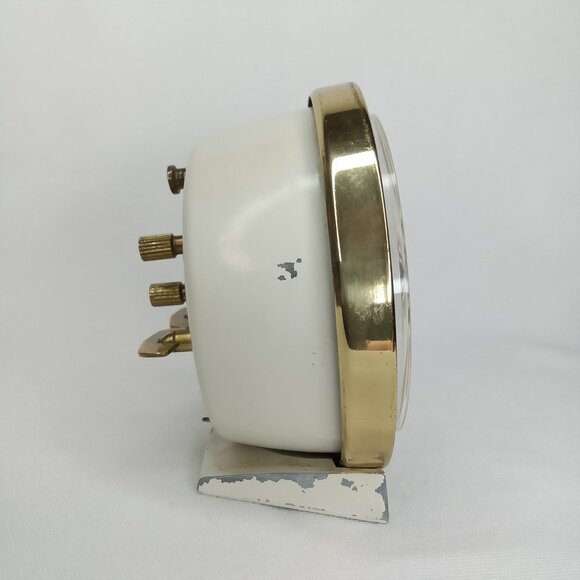 Vintage Alarm Clock Westclox Baby Ben White Metal Gold Trim Made In USA 1950s - Picture 7 of 10